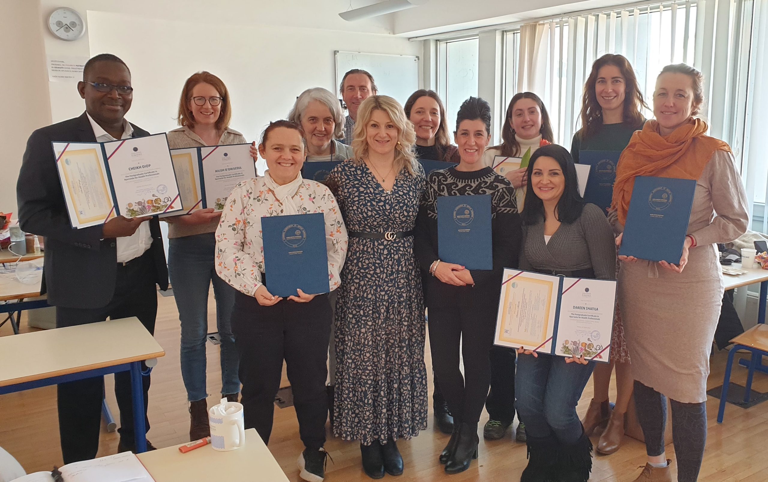 Dr Gordana Marković surrounded by graduating students from 9 countries who are holding their Postgraduate Certificates in Ayurveda for Health Professionals